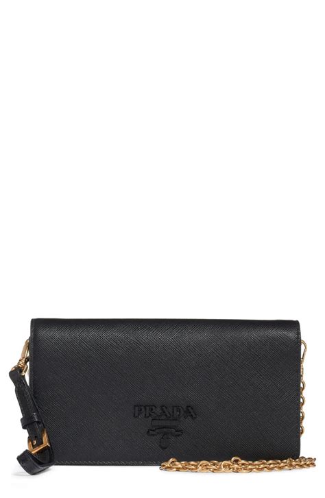 mini monochrome wallet on a chain prada|Women's Small Leather Goods .